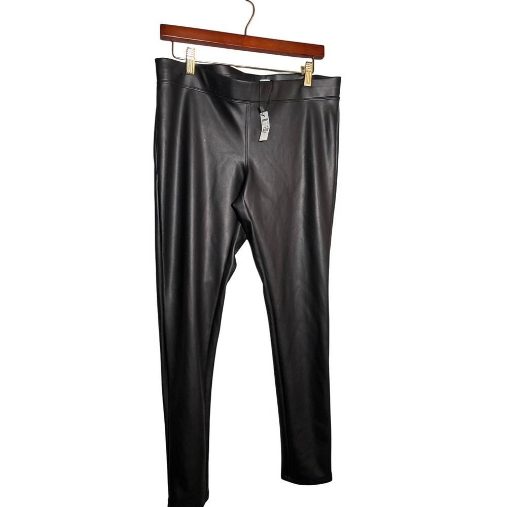 NWT Express Womens L Black Faux Leather Leggings Vegan Pants Moto Whimsigoth